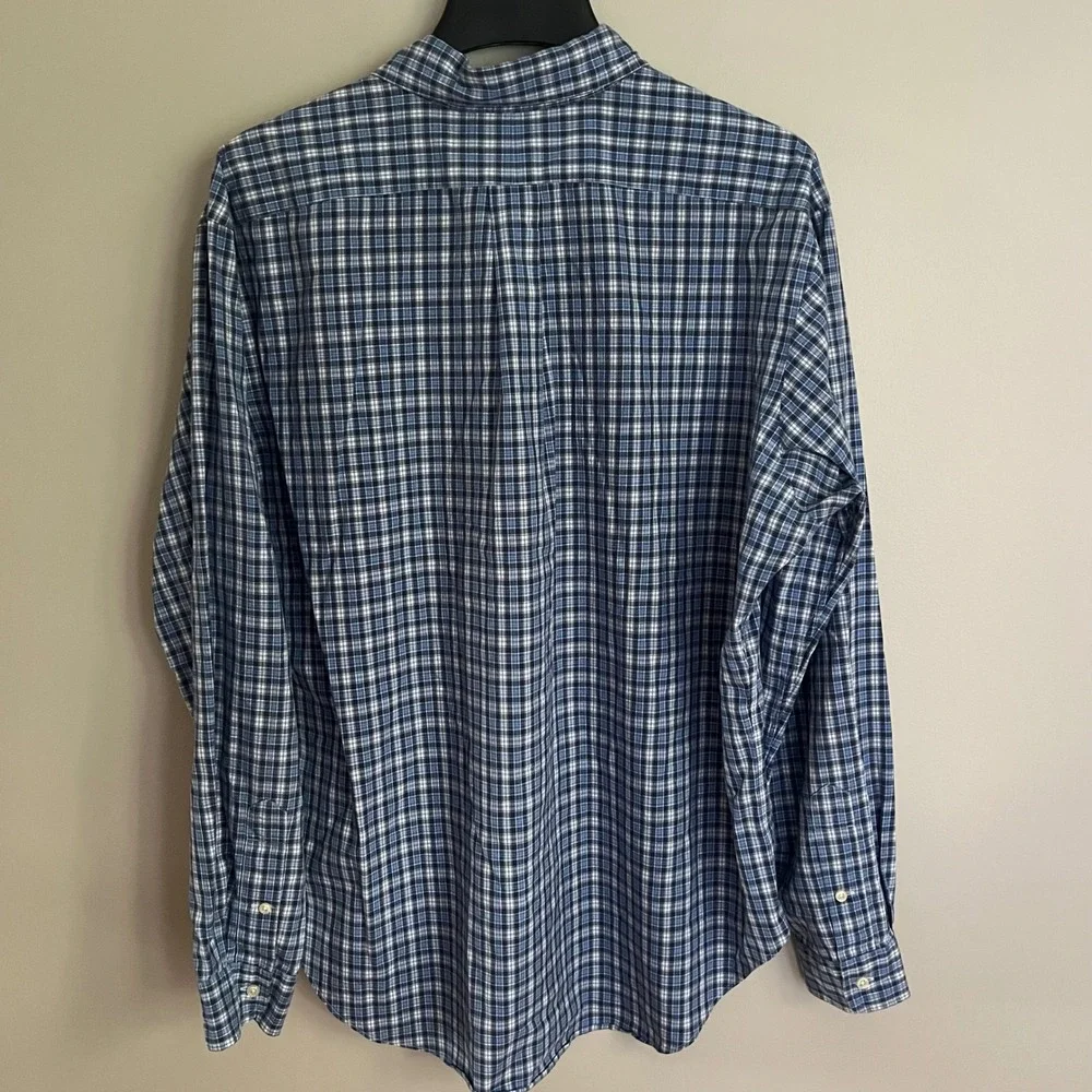 Ralph Lauren Classic Fit XL Blue Plaid Button Down Shirt Mens 100% Cotton